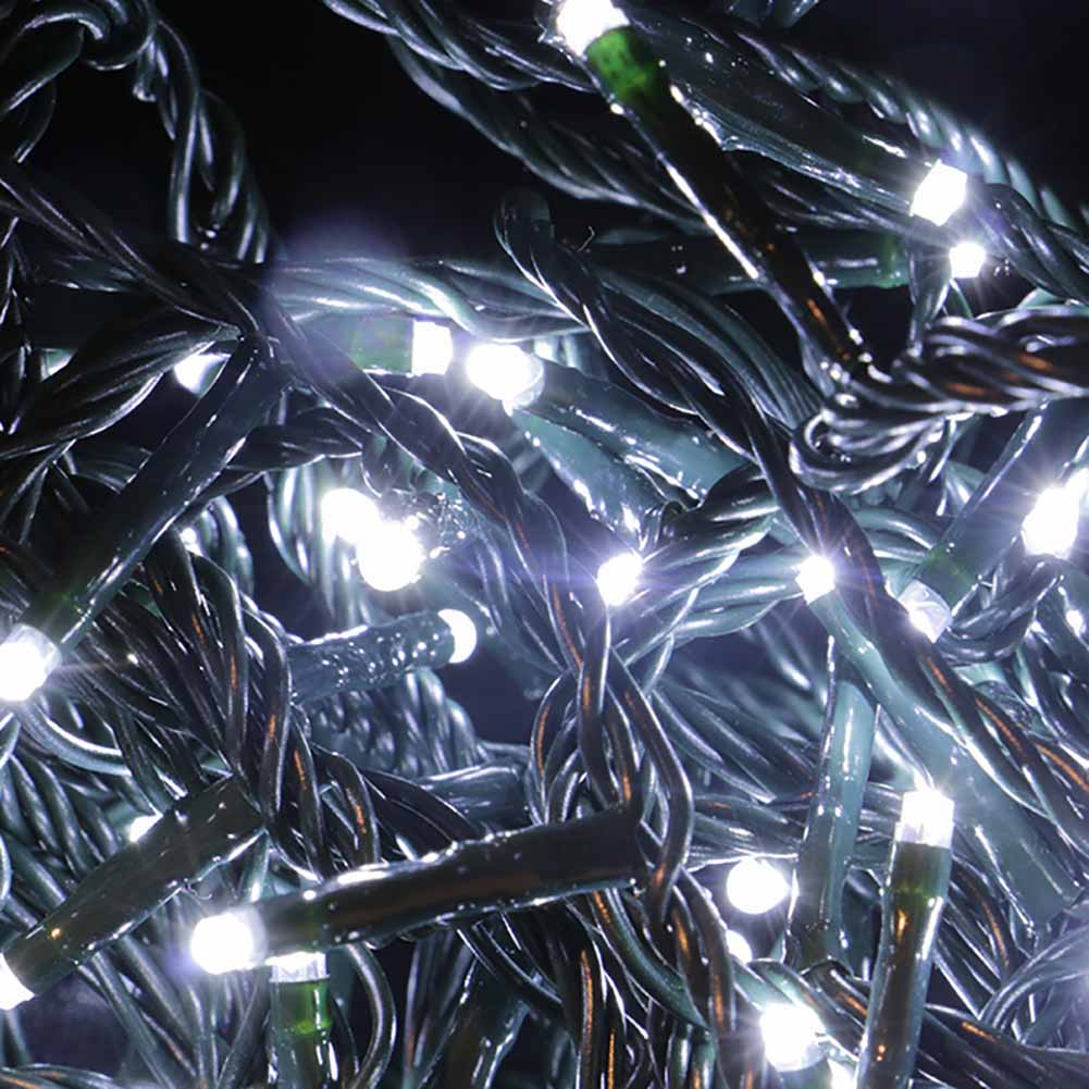 Catena luminosa a batteria 480 led bianco ghiaccio filo verde con telecomando e giochi di luce 1