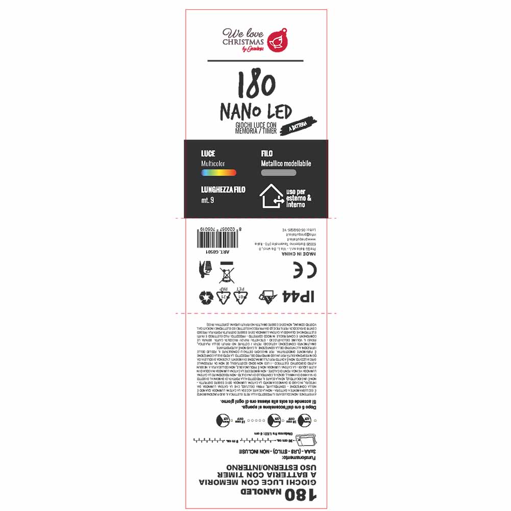Catena luminosa a batteria 180 Nano led multicolor filo metallico 2