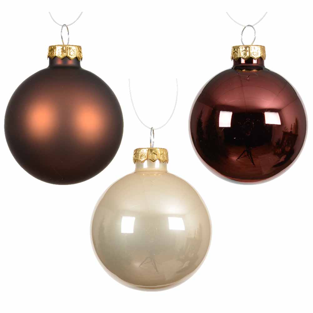 Confezione di 49 palline di Natale in vetro Mix Marrone perla Espresso 6cm 2