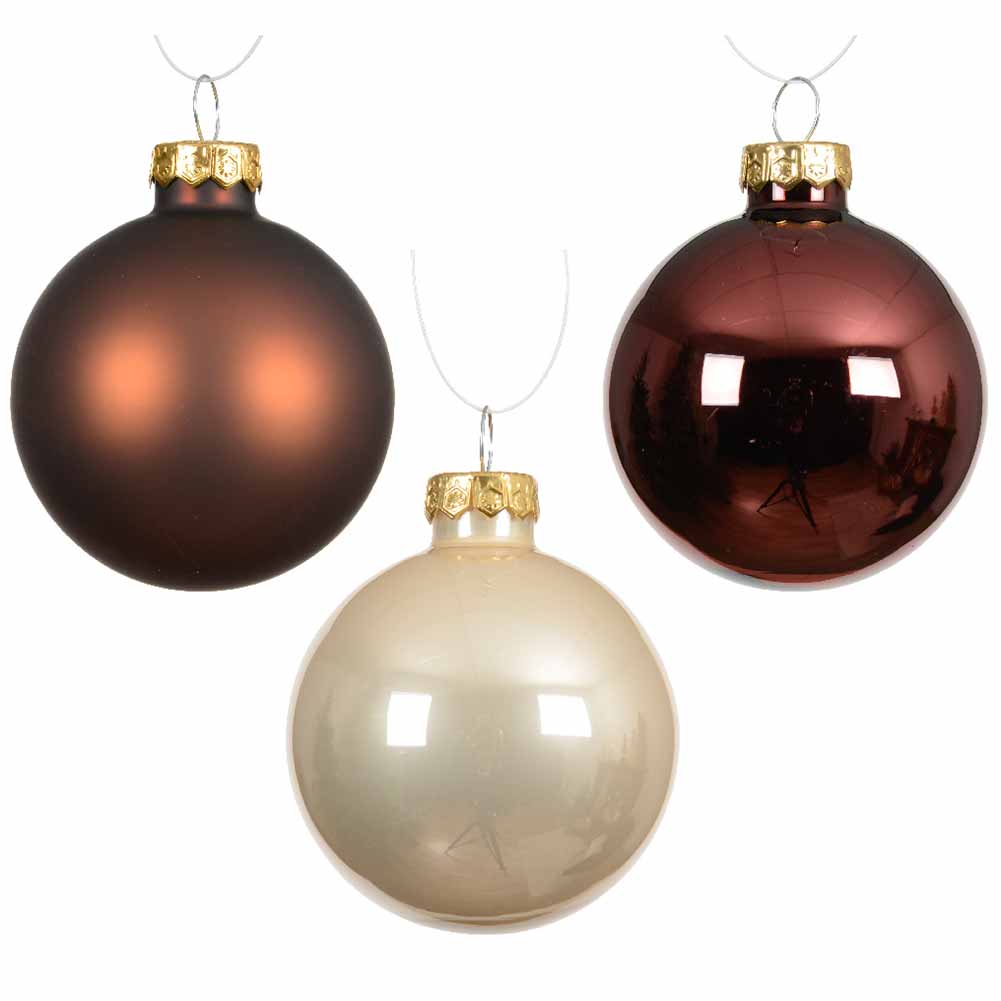 Confezione di 16 palline di Natale in vetro Mix Marrone perla Espresso 8cm 2