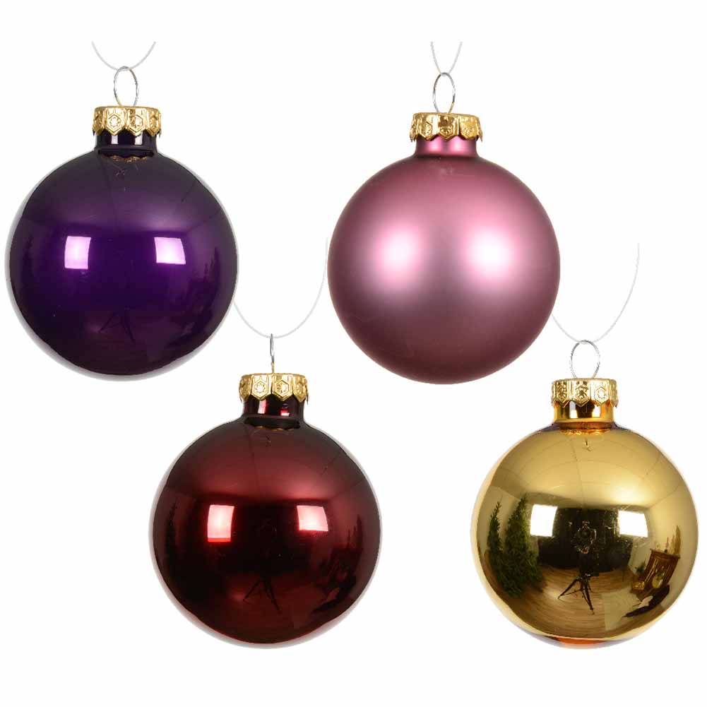 Confezione di 49 palline di Natale in vetro Mix Oro rosso rosa Viola 6cm 2