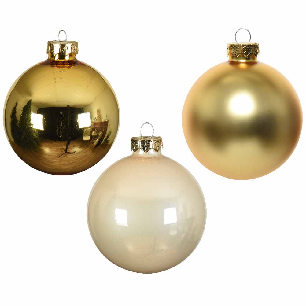 Confezione di 16 palline di Natale in vetro Mix perla Oro 8cm 2