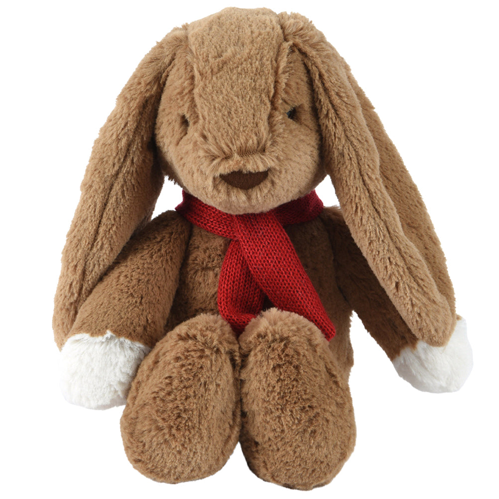 Peluche coniglio marrone con sciarpa rossa 20cm 1