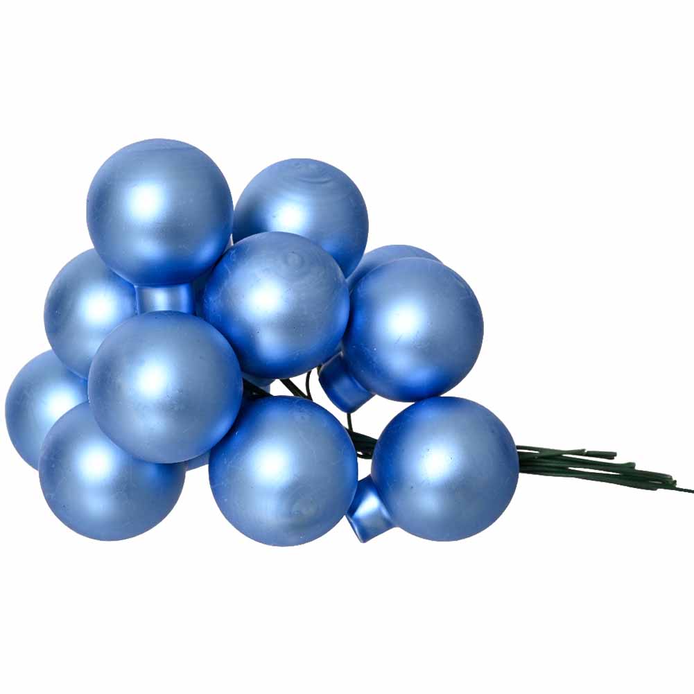 Grappolo 12 palline di Natale in vetro sky blue opaco 2cm 1