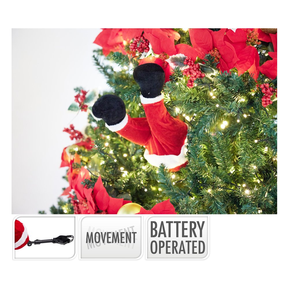 Gambe di Babbo Natale animate con movimento per albero di Natale 35 cm, a batteria 1