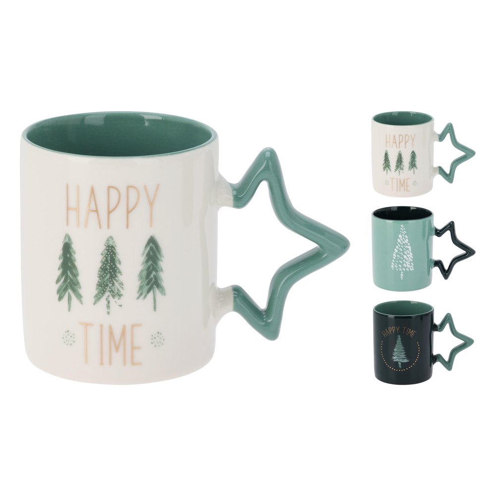 Tazza mug in porcellana new bone con manico a stella 380 ml – 1 pezzo, design assortito 1