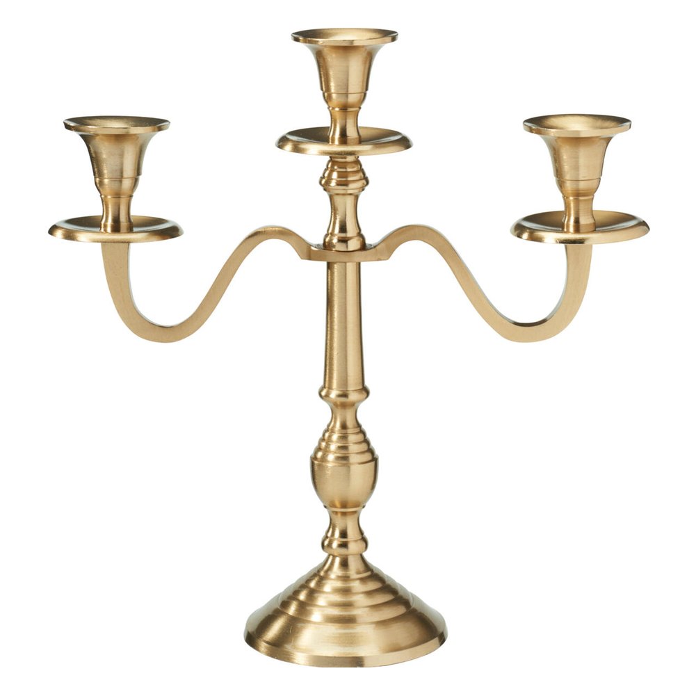 Candelabro in alluminio a 3 fiamme color oro 30 cm – 1 pezzo, design assortito 3