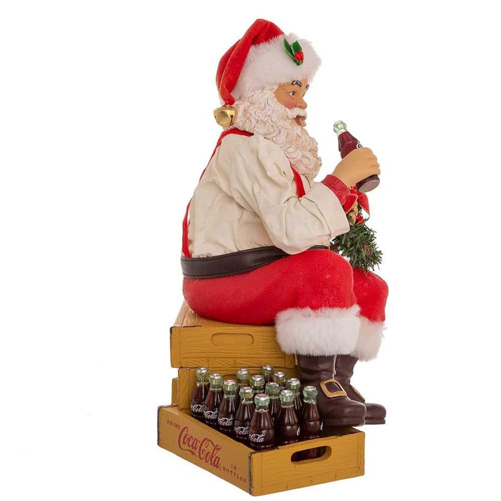 Figura da collezione Babbo Natale seduto sulle casse Coca-Cola 22,9 cm 3