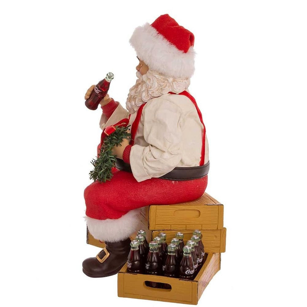 Figura da collezione Babbo Natale seduto sulle casse Coca-Cola 22,9 cm 5