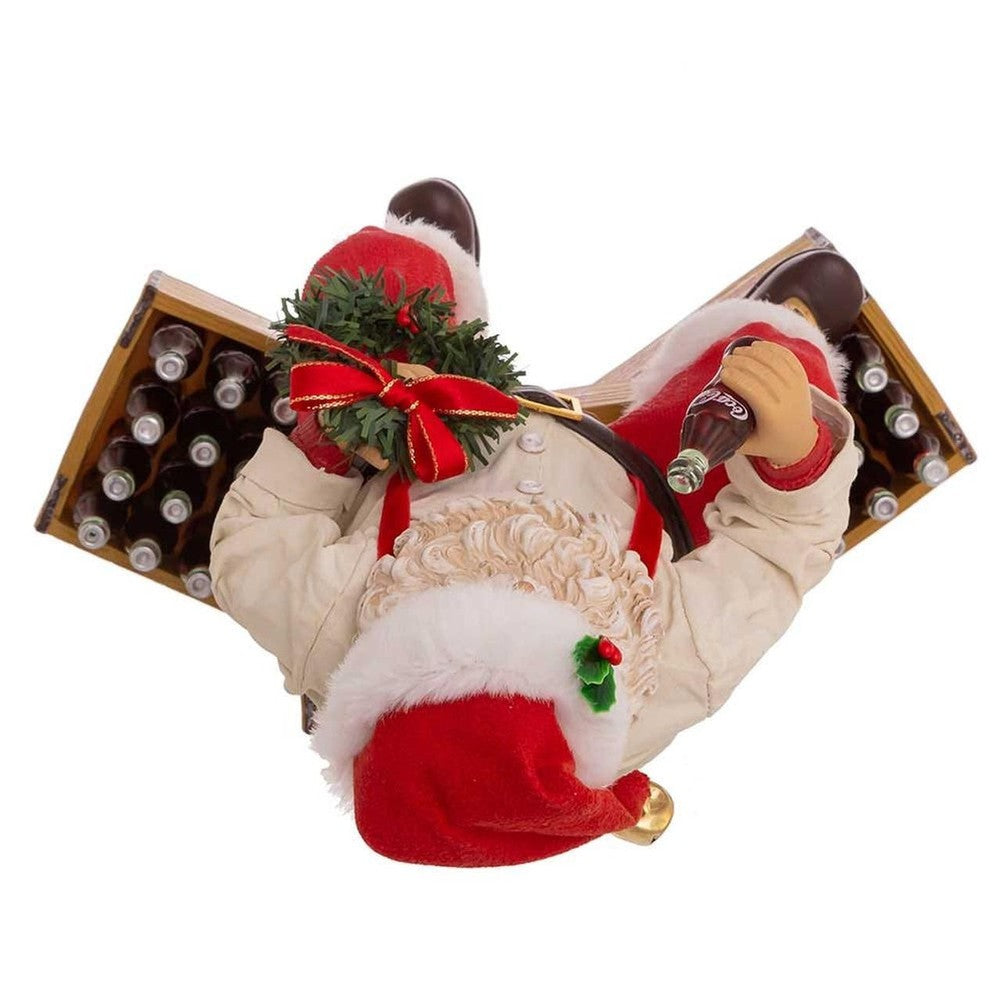 Figura da collezione Babbo Natale seduto sulle casse Coca-Cola 22,9 cm 6