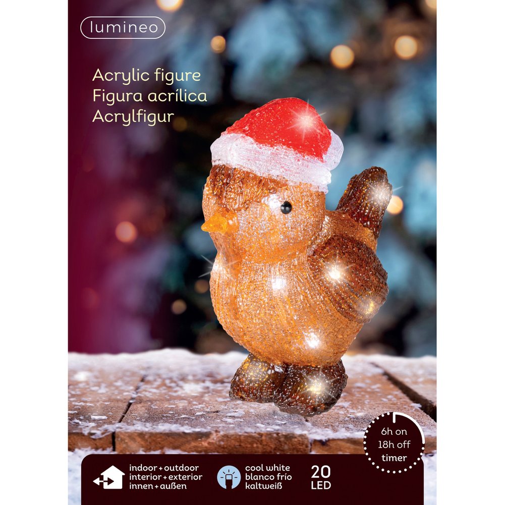 Animali luminosi a batteria, renna, scoiattolo e uccellino in acrilico, marrone, 20cm per esterno 1pezzo 4