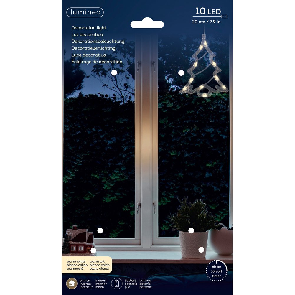 Decorazione luminosa Albero per finestra con led bianco caldo, 17,5cm per interno 1