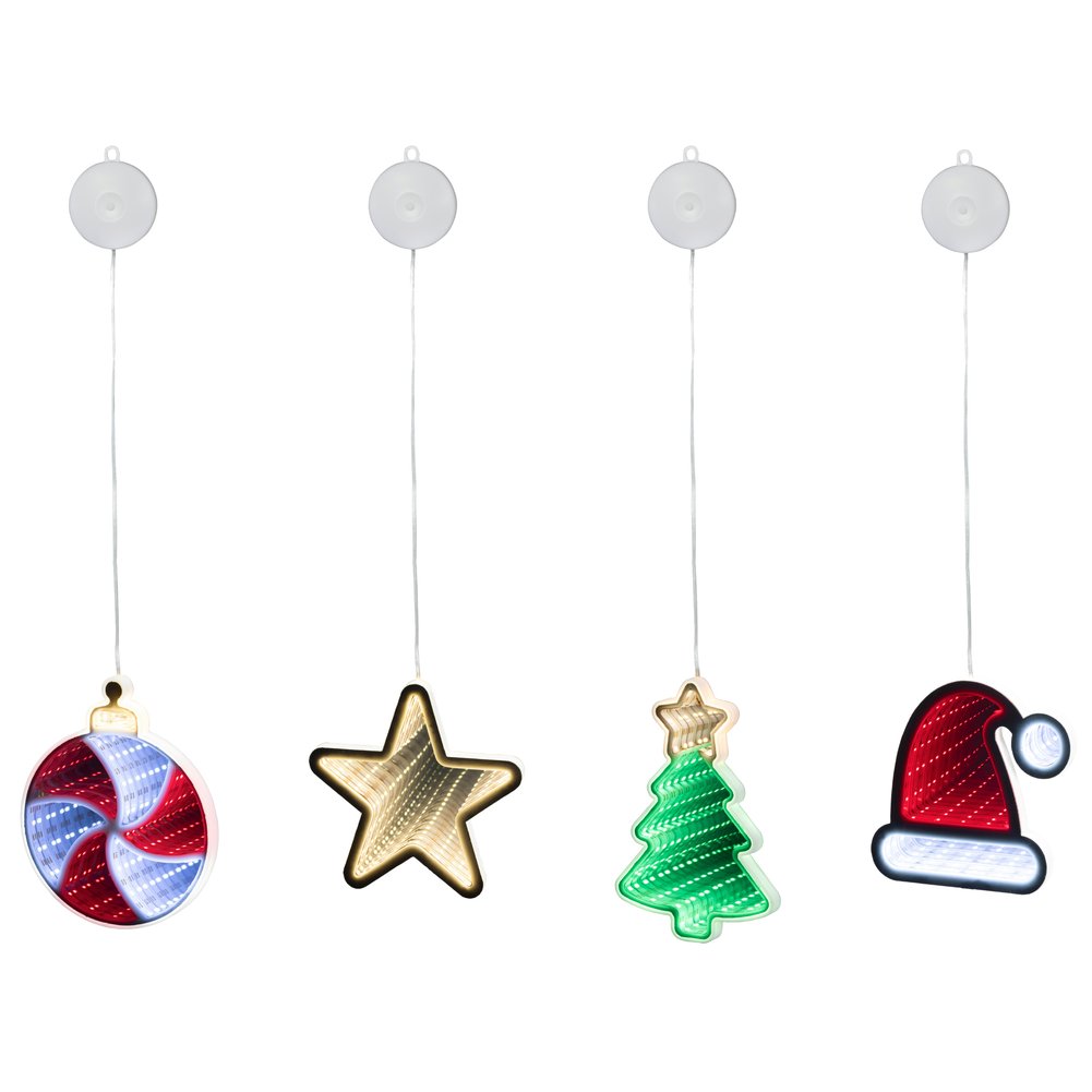 Figure natalizie per finestra assortite decorazione luminosa a LED in plastica 4 soggetti assortiti 1pezzo 1