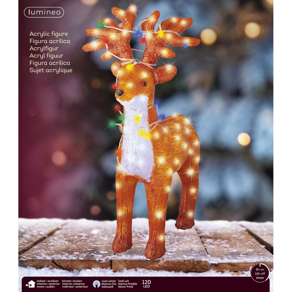 Renna luminosa in piedi 120 led bianco freddo 67cm per esterno 1