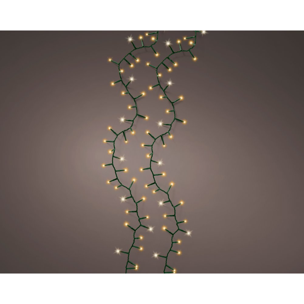 Filo di luci 750 LED compact in rame, effetto flashing, colore verde/bianco caldo-classic warm, 16 m 3