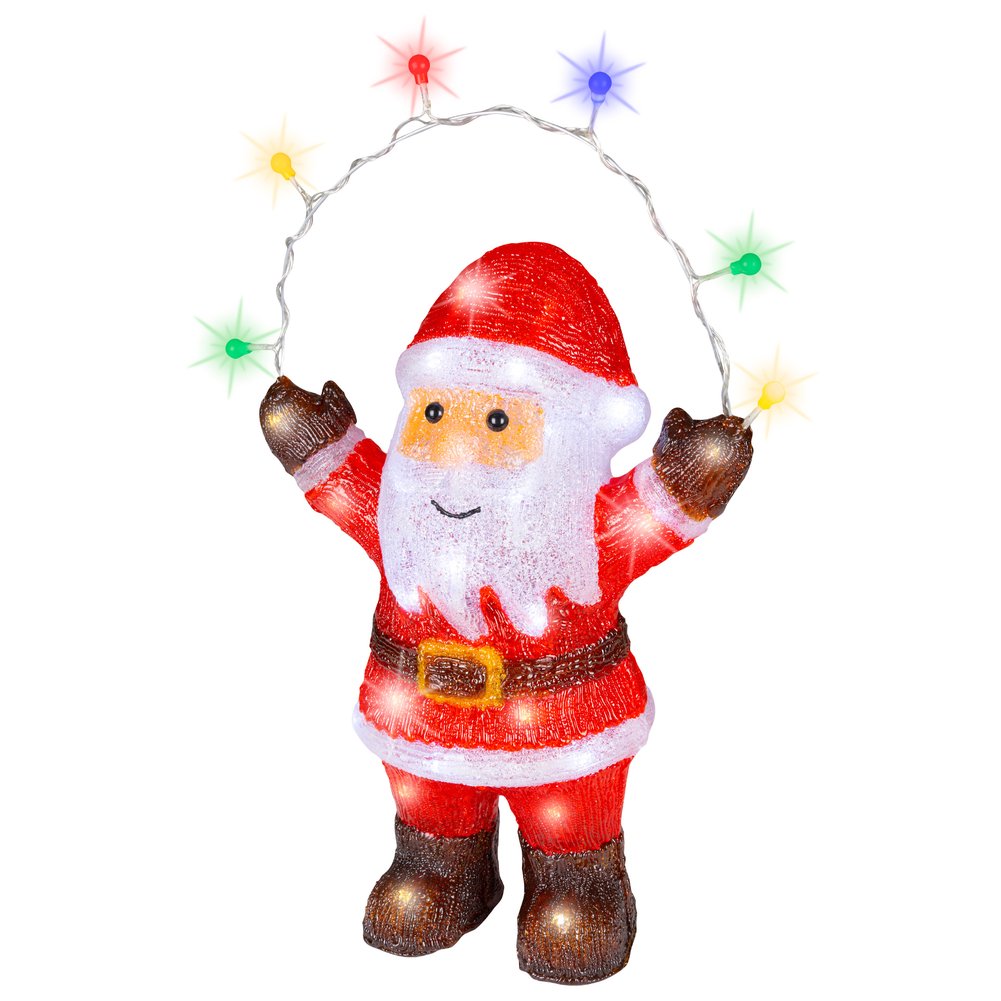 Babbo Natale con lucine LED in acrilico, rosso, per esterno, 46cm 2