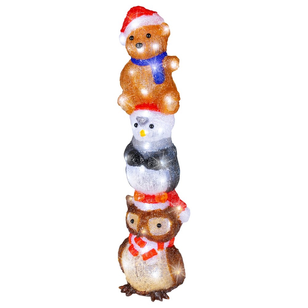 Torre di 3 animali impilati, luminoso 60 LED in acrilico, 59cm per esterno 2