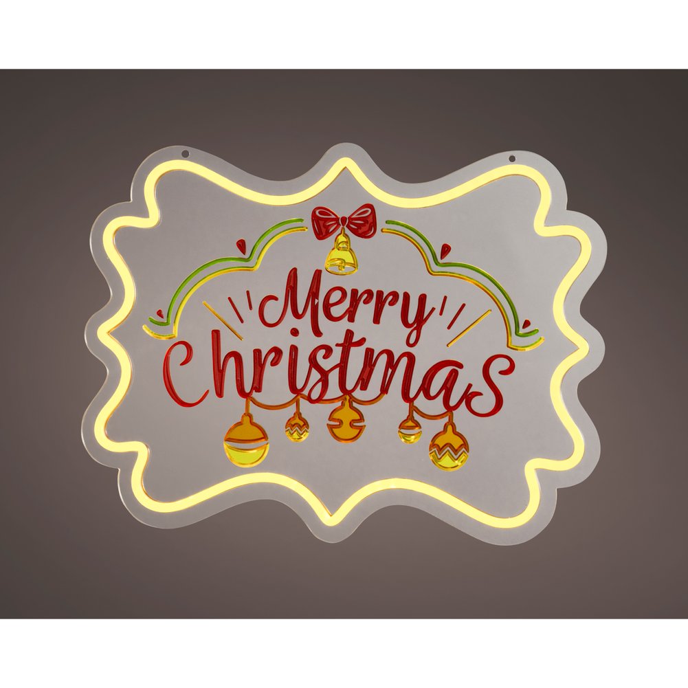 Insegna luminosa Nuvola Merry Christmas effetto neon 31,5cm per interno 2