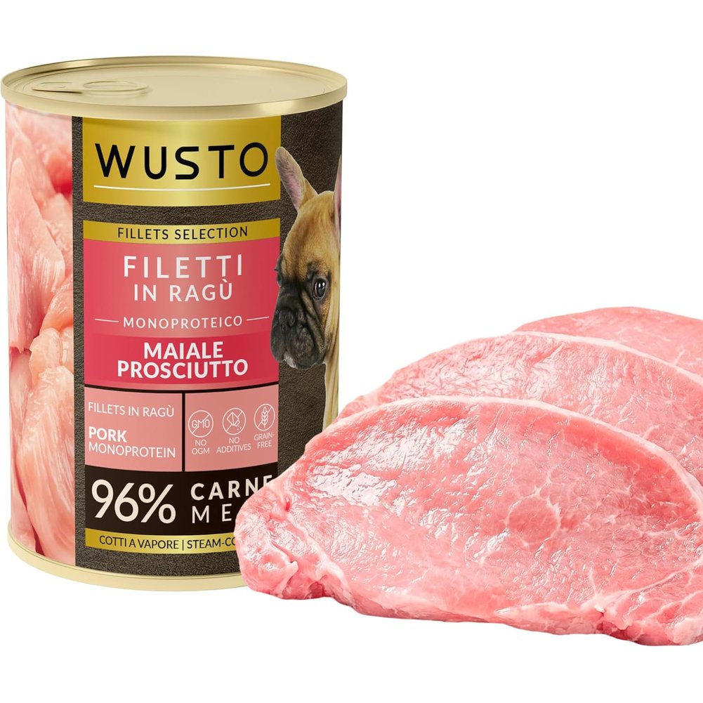 Alimento Umido WSTO Dog Filetti in Ragu Maiale e Prosciutto per Cani 400g 1