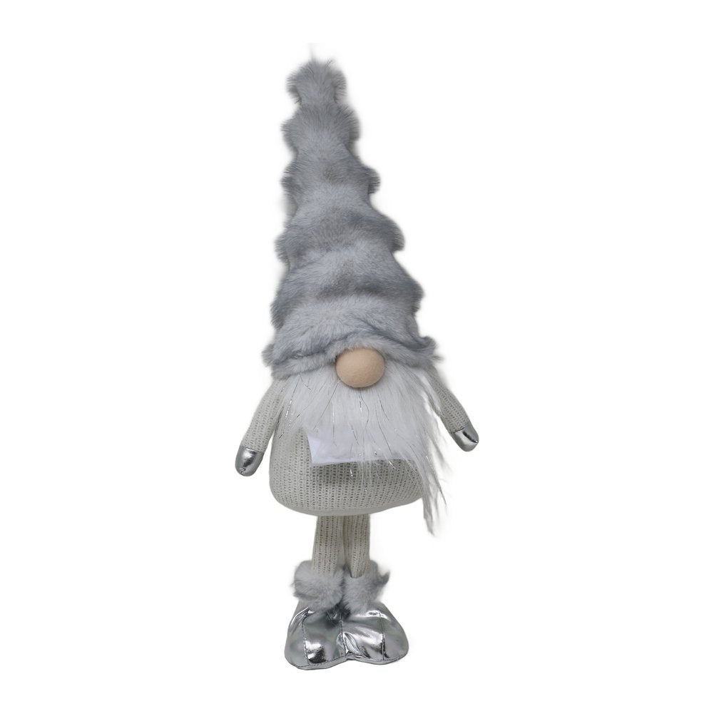 Gnomo di Natale in piedi bianco e argento We Love Christmas 77 cm 1