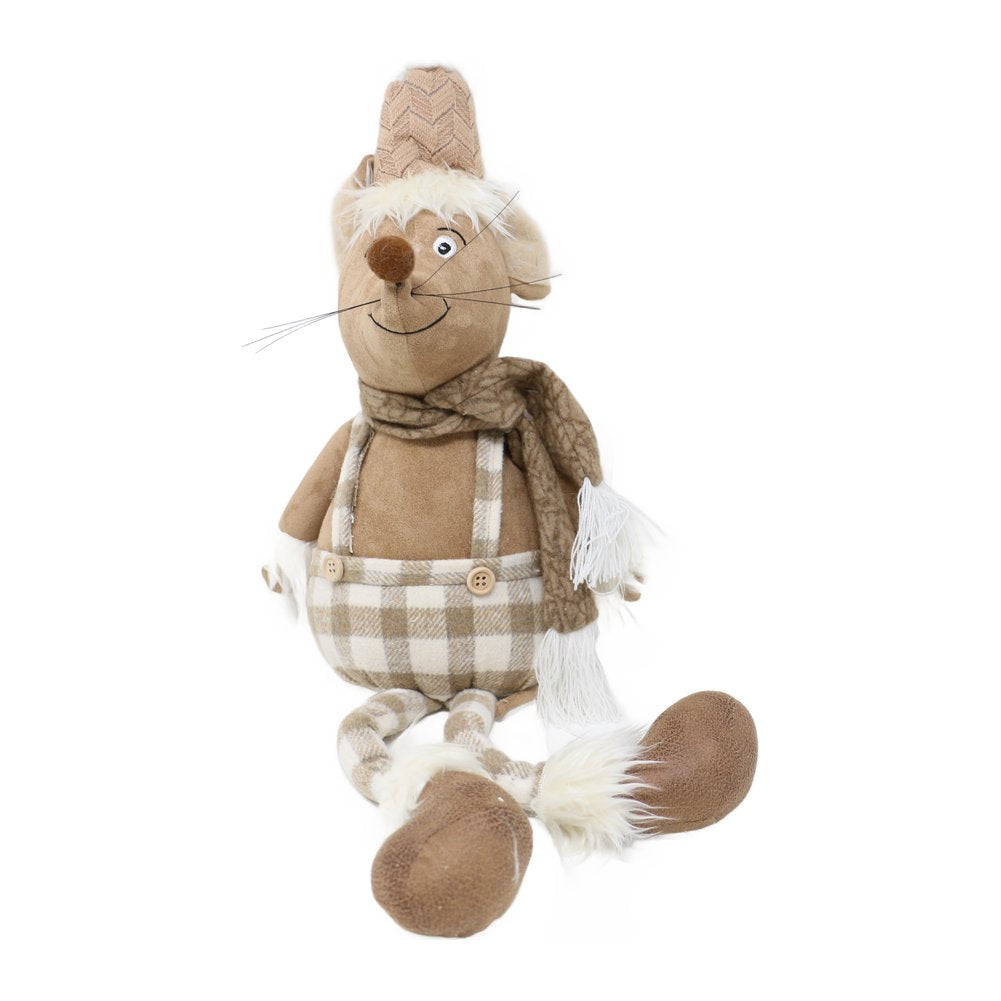 Topo di Natale gambe molli con salopette a quadri We Love Christmas 56 cm assortito 1