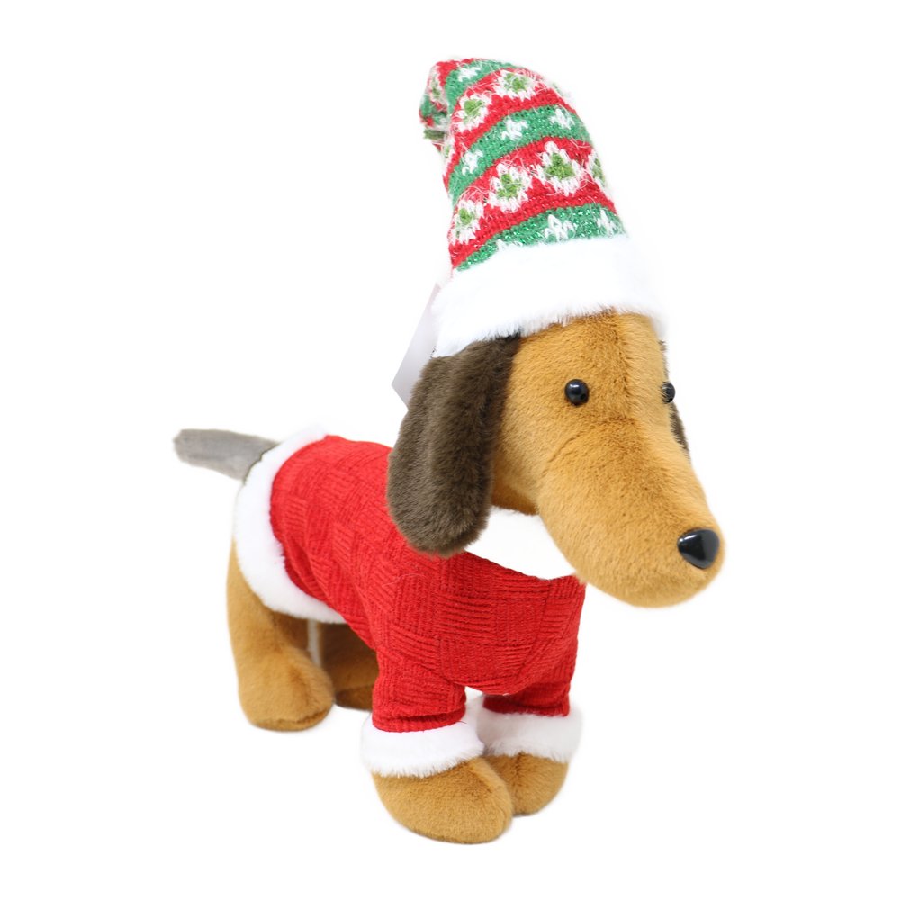 Bassotto di Natale con maglioncino e berretto We Love Christmas 50 cm assortito 1