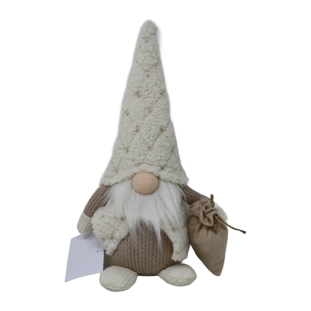Gnomo di Natale con sacco tortora e panna We Love Christmas 48 cm 1