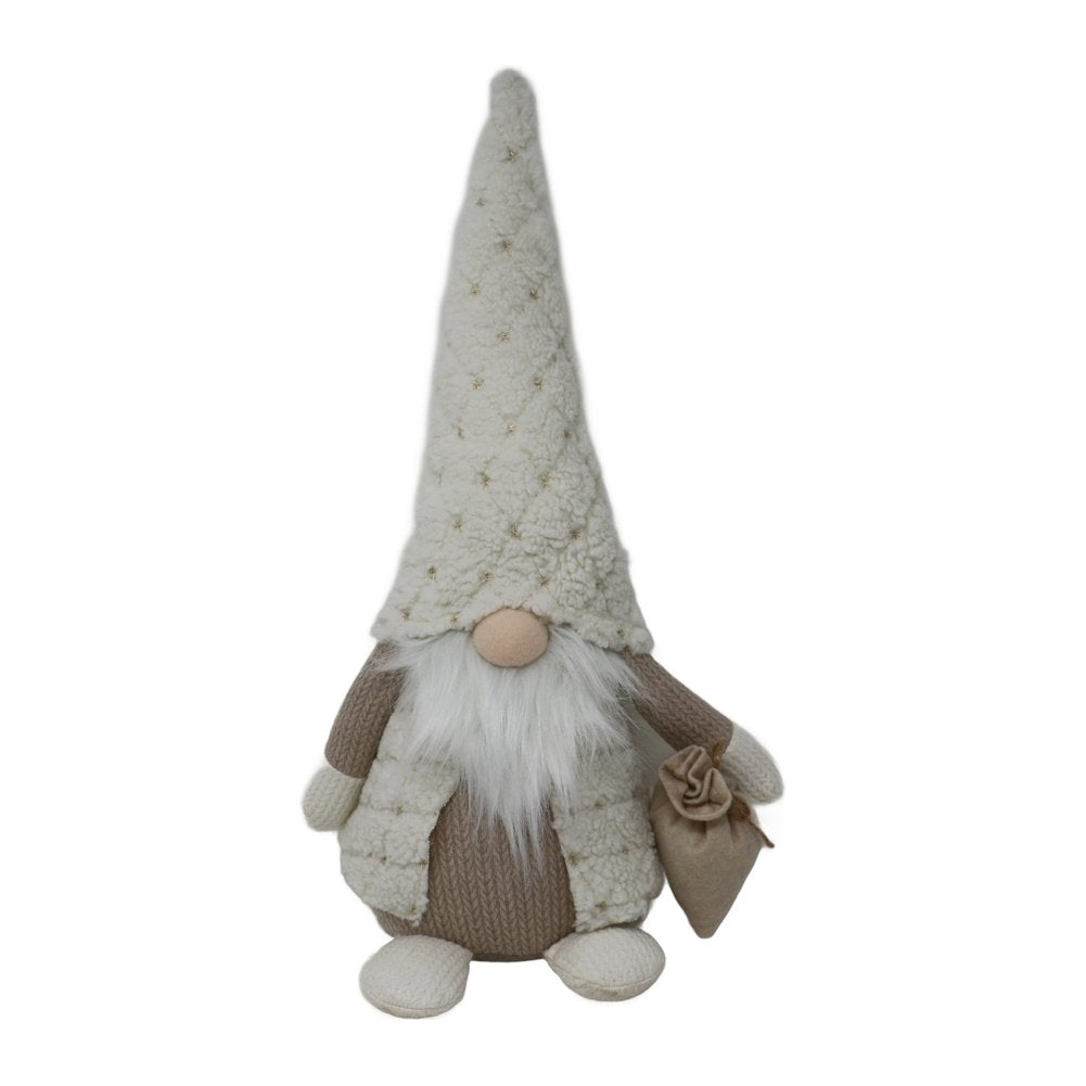 Gnomo di Natale con sacco tortora e panna We Love Christmas 36 cm 1