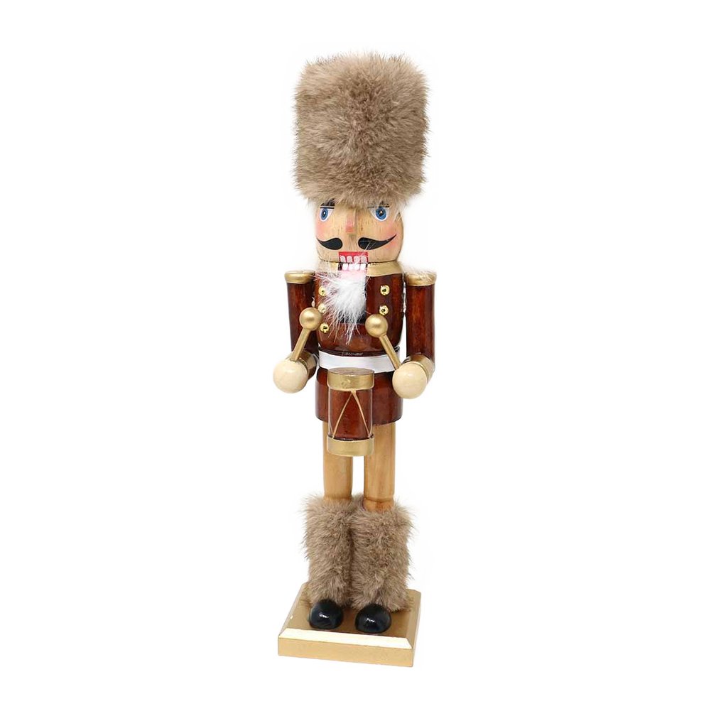 Soldatino schiaccianoci in legno marrone con colbacco We Love Christmas 38 cm assortito 2