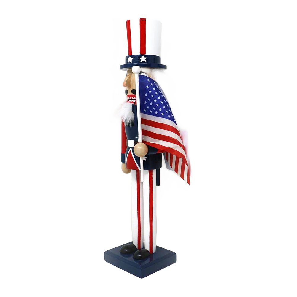 Soldatino schiaccianoci in legno con bandiera americana We Love Christmas 38 cm 2