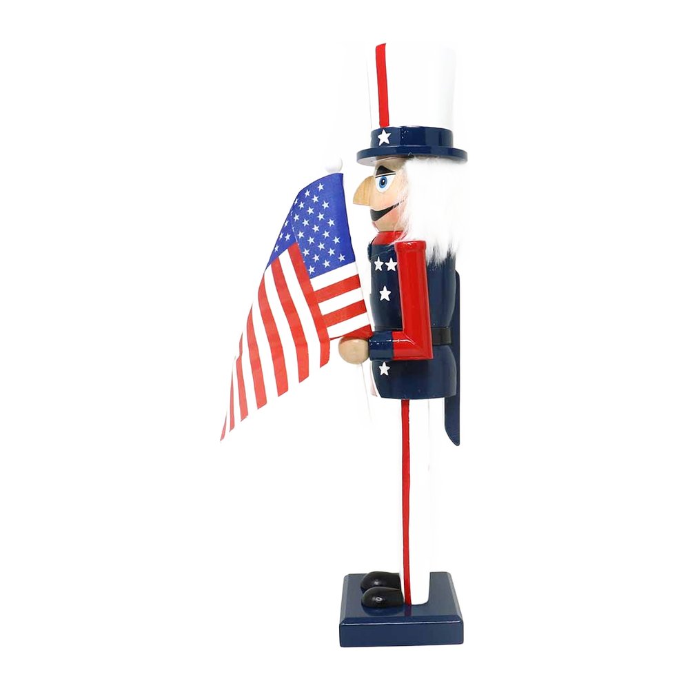 Soldatino schiaccianoci in legno con bandiera americana We Love Christmas 38 cm 3