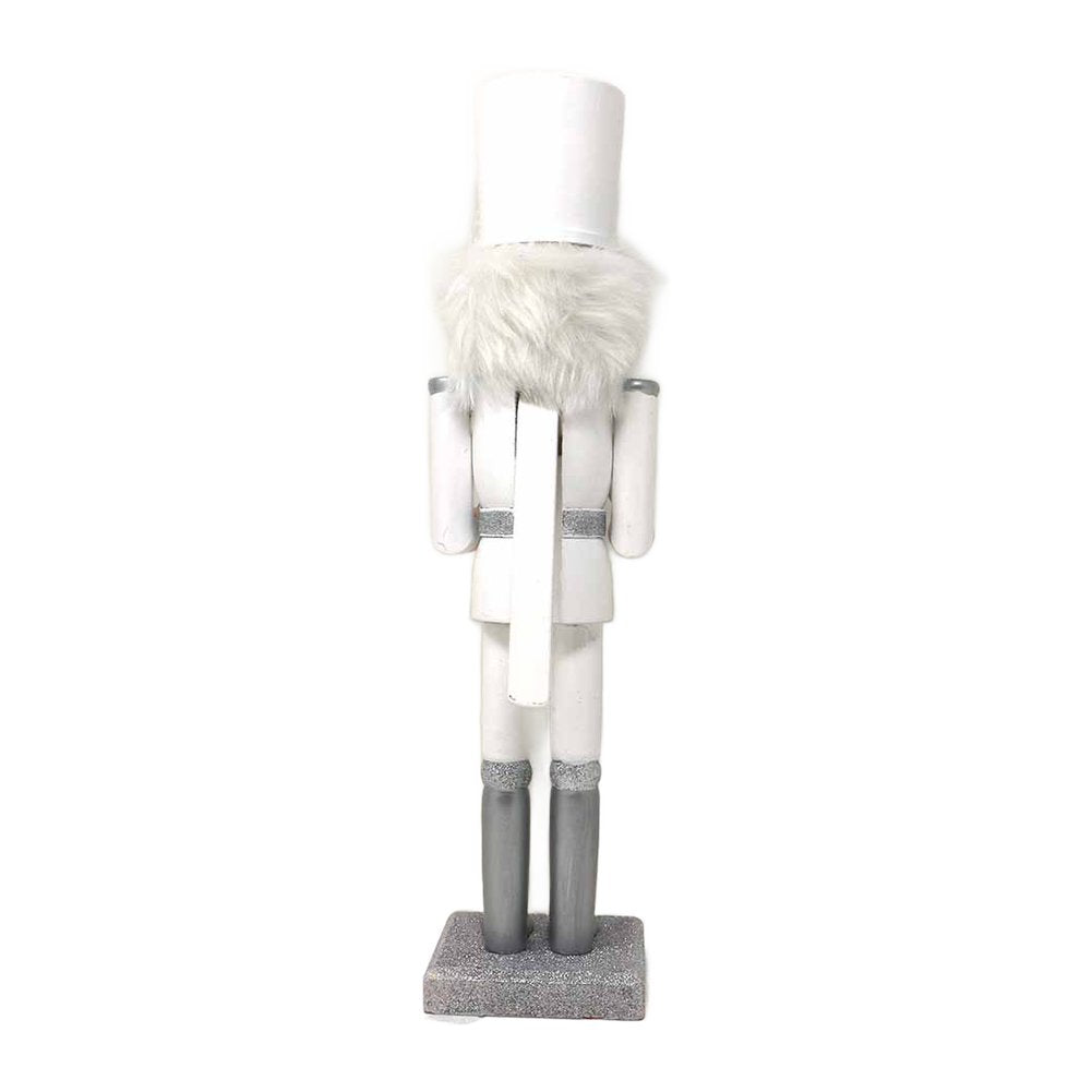 Soldatino schiaccianoci tamburino in legno bianco e argento We Love Christmas 30 cm 4