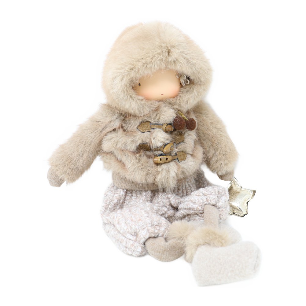 Bambino di Natale gambe molli con giubbotto in pelliccia sintetica We Love Christmas 57 cm 1
