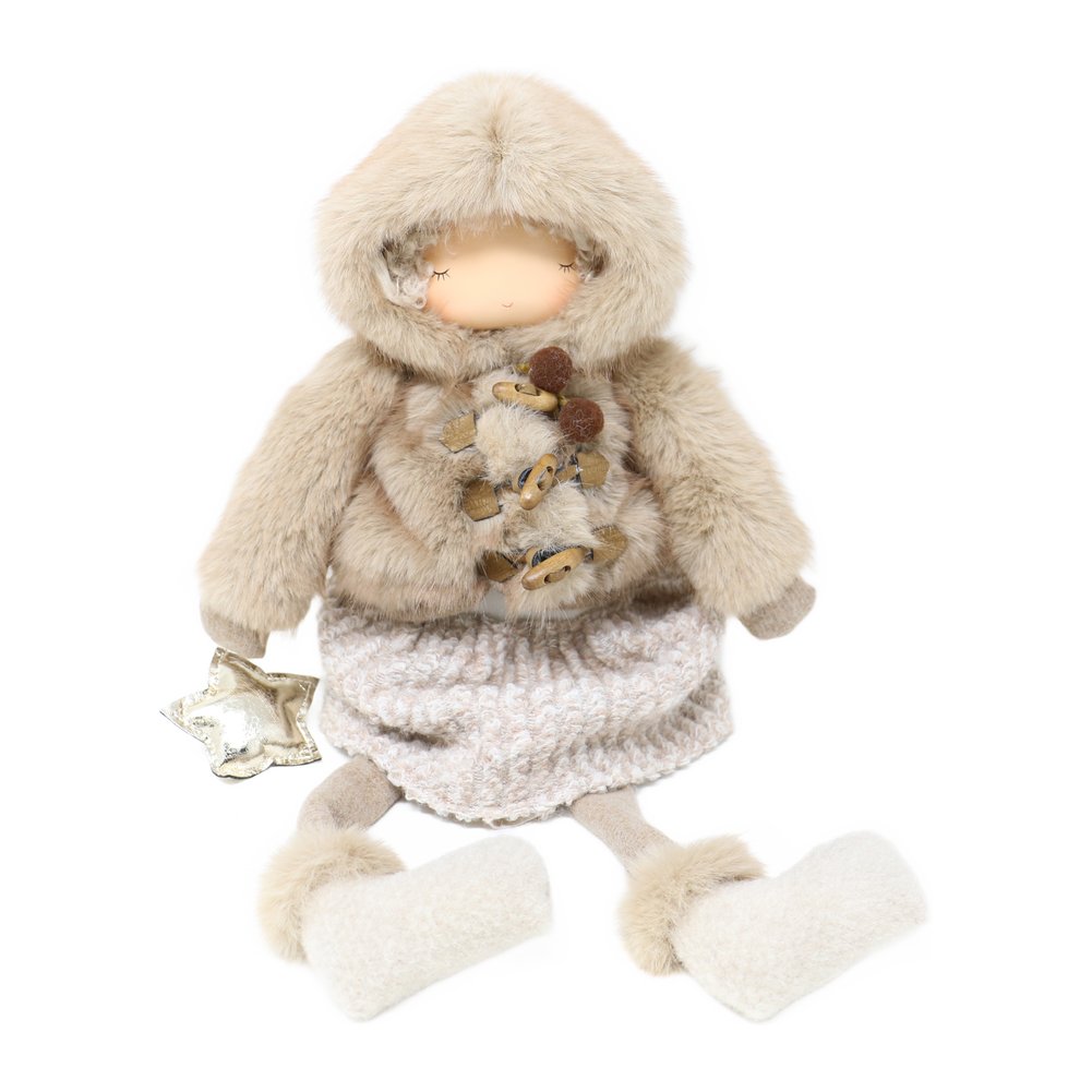 Bambina di Natale gambe molli con giubbotto in pelliccia sintetica We Love Christmas 57 cm 1