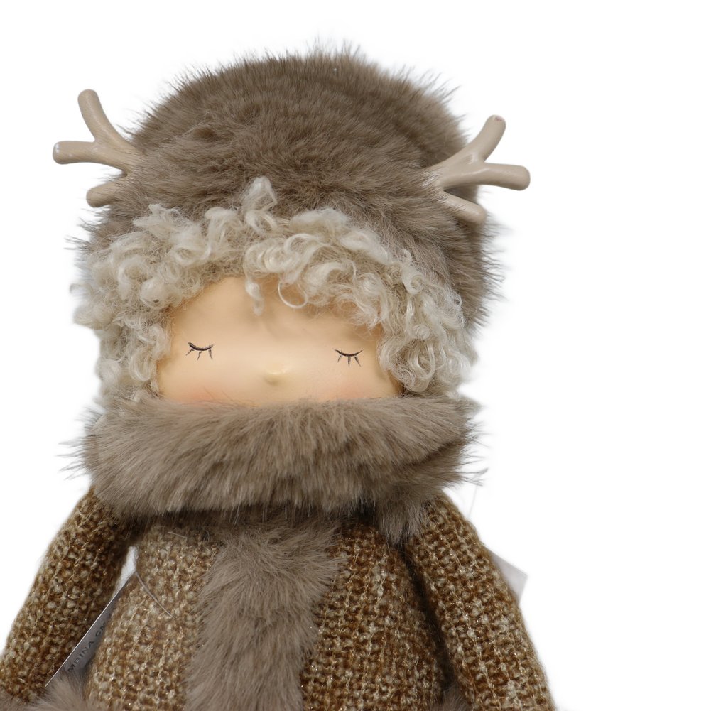 Bambina di Natale con corna di renna e gonna in pelliccia riccia We Love Christmas 40 cm 2
