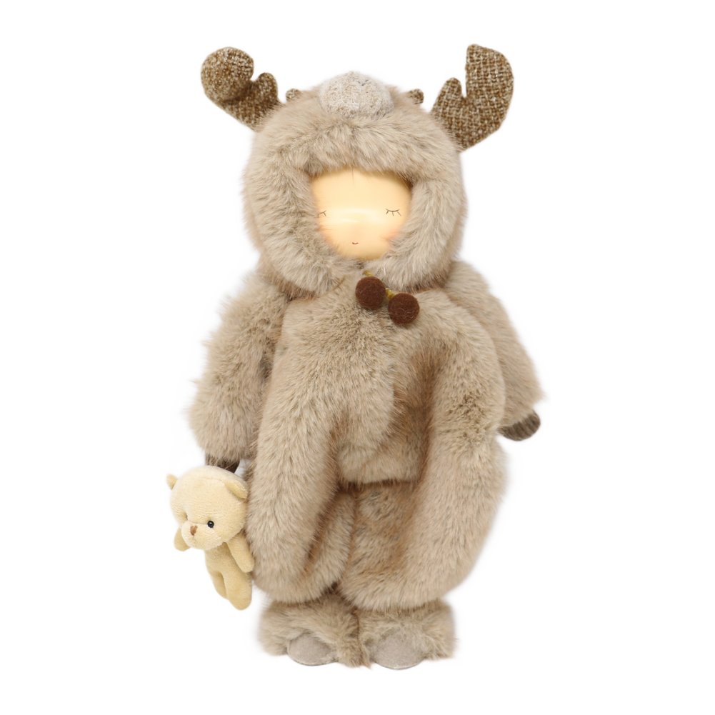 Bimbo di Natale con tutina da renna marrone e orsetto We Love Christmas 42 cm 1