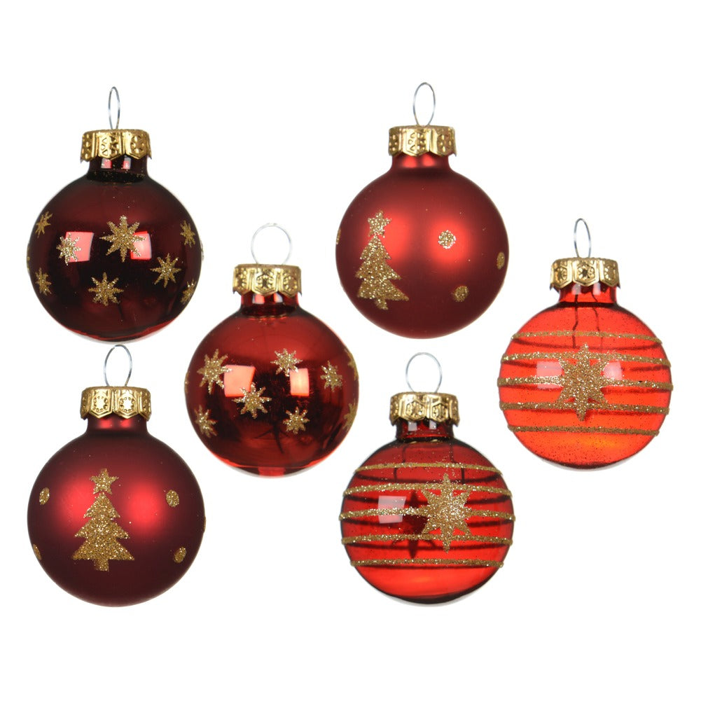 Tubo di palline di vetro 3cm rosso assortite con decorazioni 9 pezzi 2