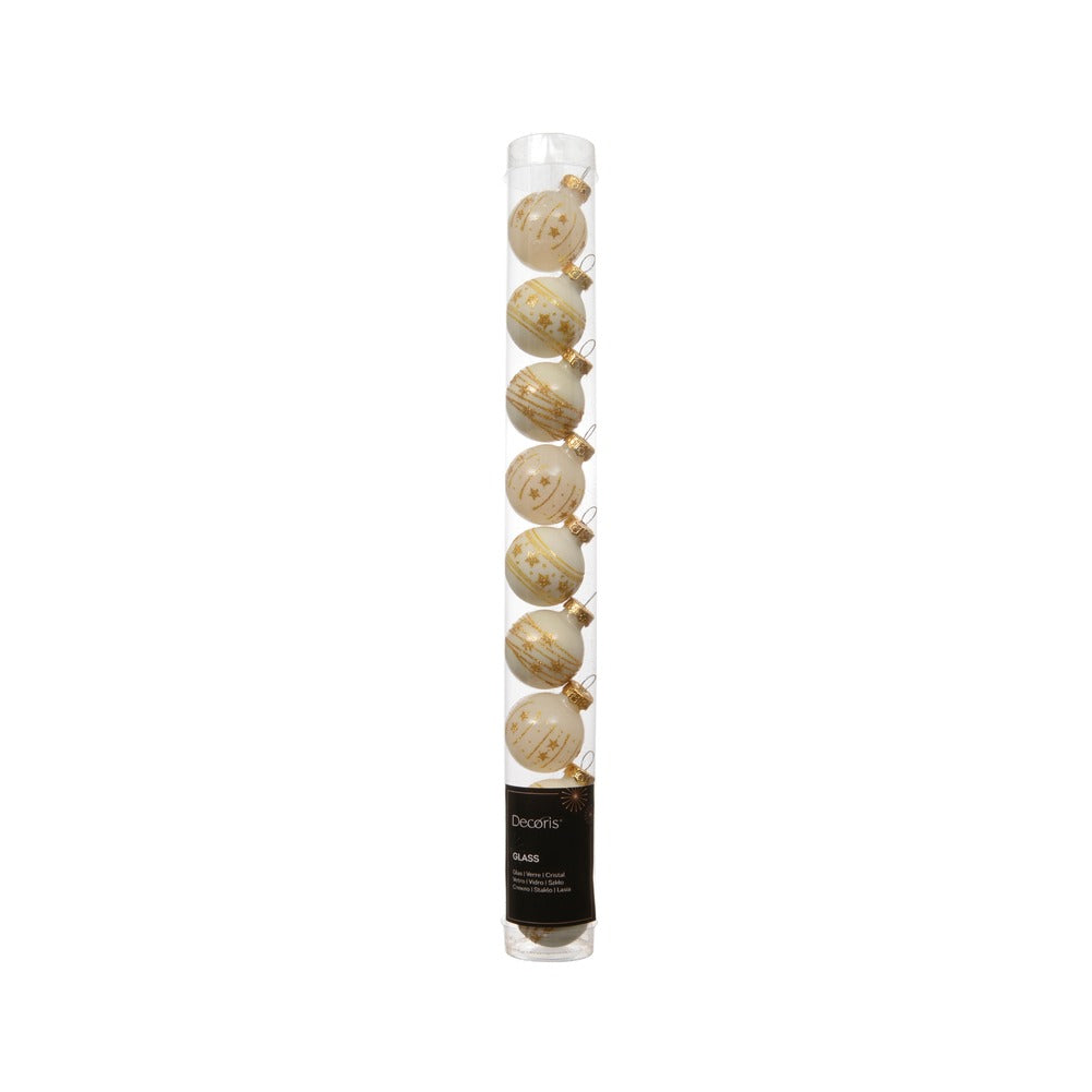 Tubo di palline di vetro 3cm bianco lana con decorazioni 9 pezzi 1