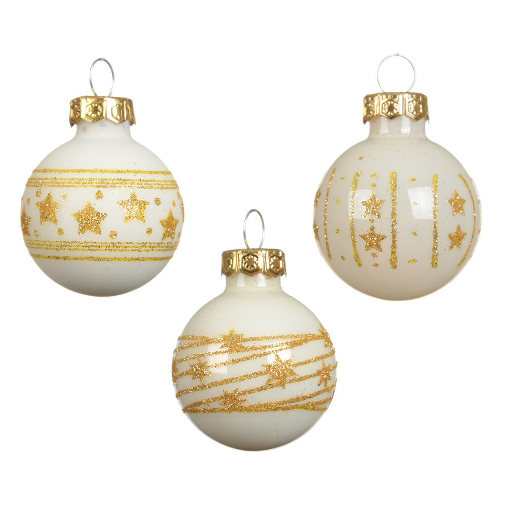Tubo di palline di vetro 3cm bianco lana con decorazioni 9 pezzi 2