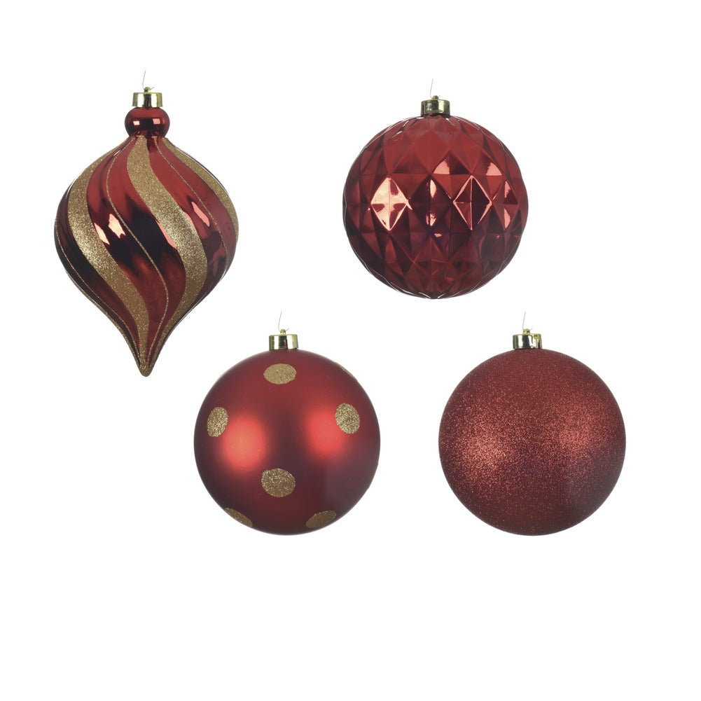 Tubo d 6 palline decorative natalizie in polistirolo rosso 15cm 2