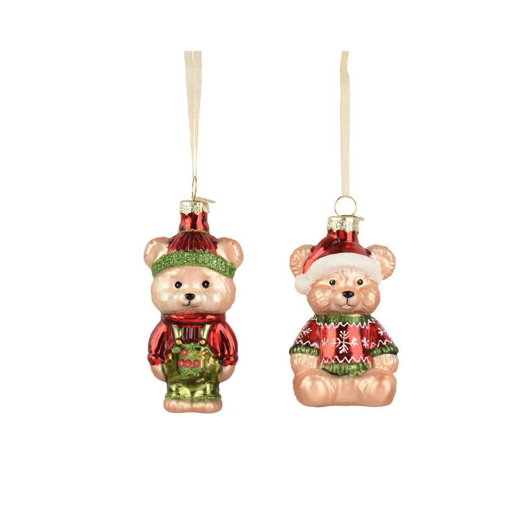 Formina in vetro orsetto seduto/in piedi, 2 varianti assortite, 10,5cm 1pezzo 1