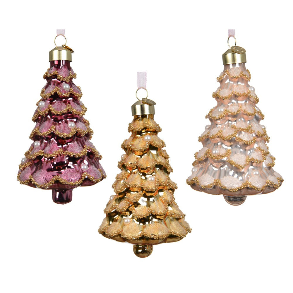 Formina in vetro alberello con perline, 3 varianti assortite, 11cm 1pezzo 1