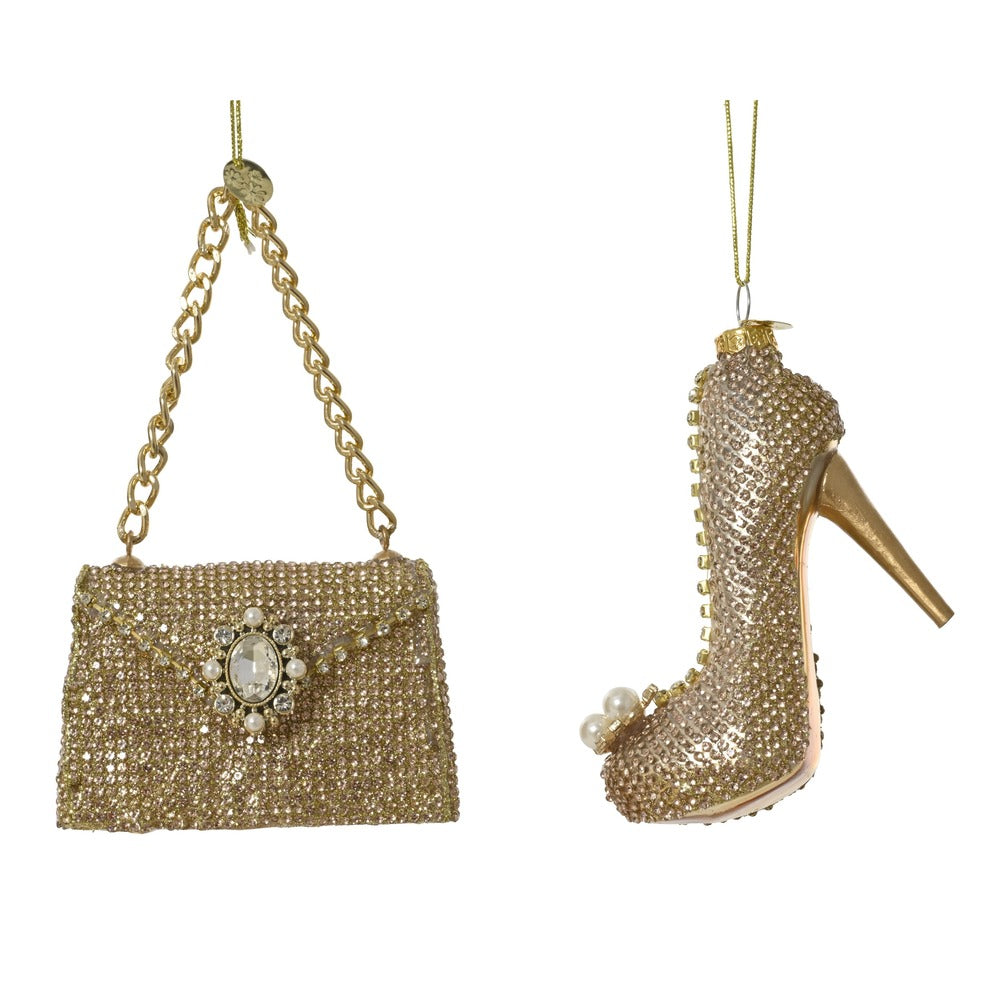 Formina in vetro borsa e scarpa con diamanti, 2 varianti assortite 1pezzo 1