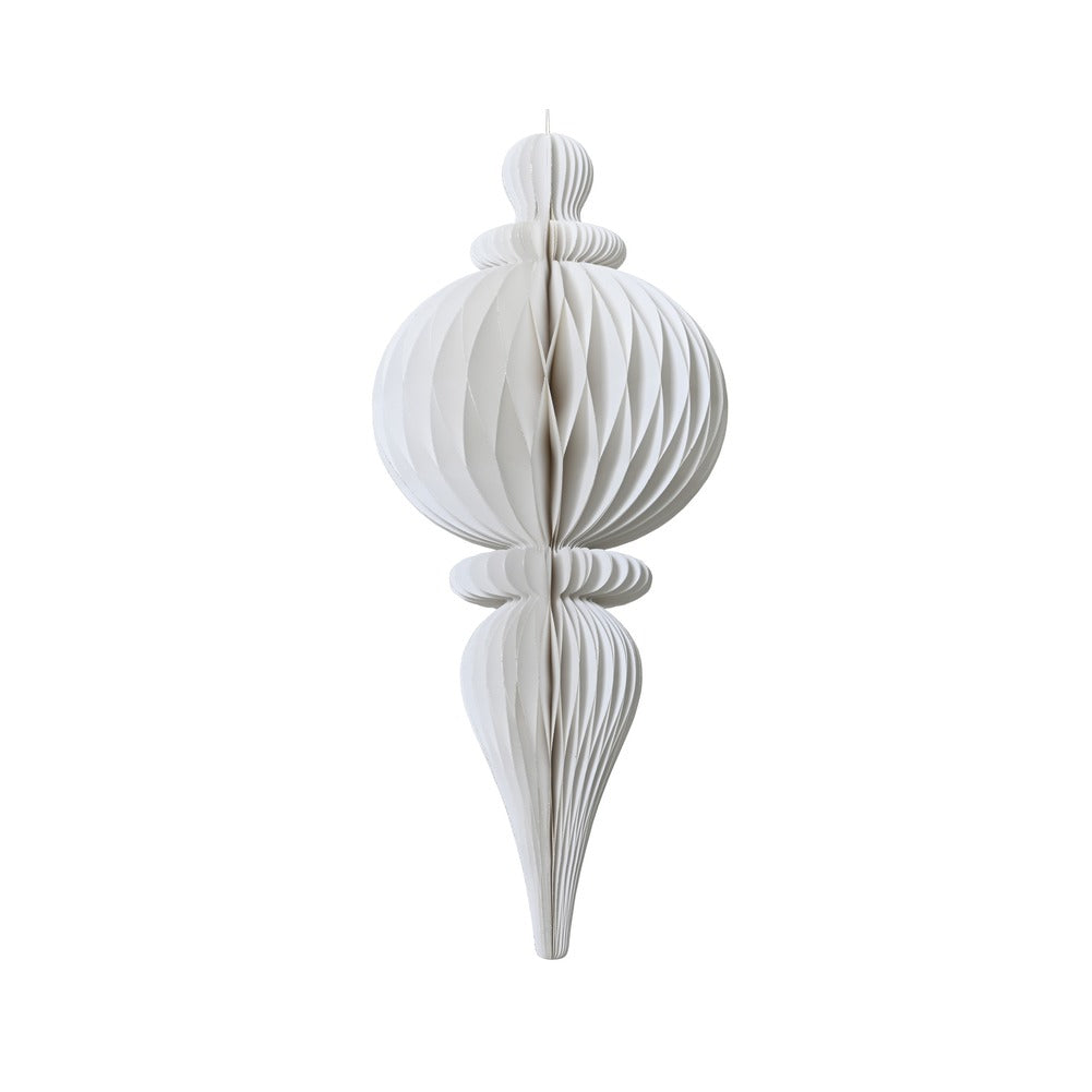 Fuso di carta a sospensione, bianco e oro, 80cm 1