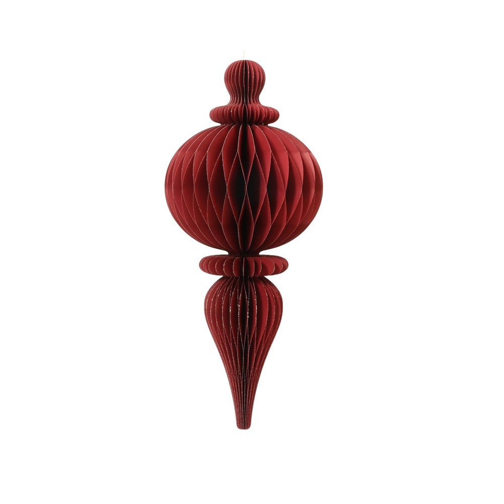 Decorazione pendente in carta rosso e oro glitterata 80cm 1