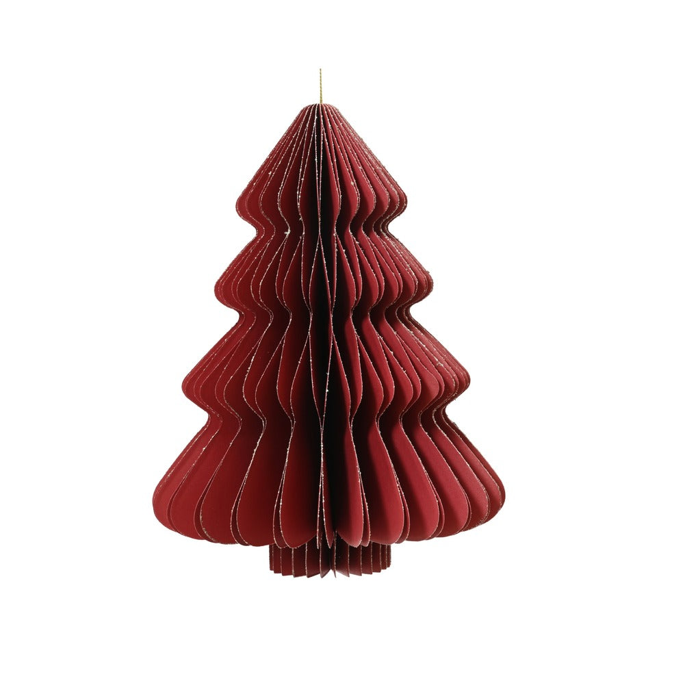 Alberello di carta a sospensione, rosso e oro, 20cm 1