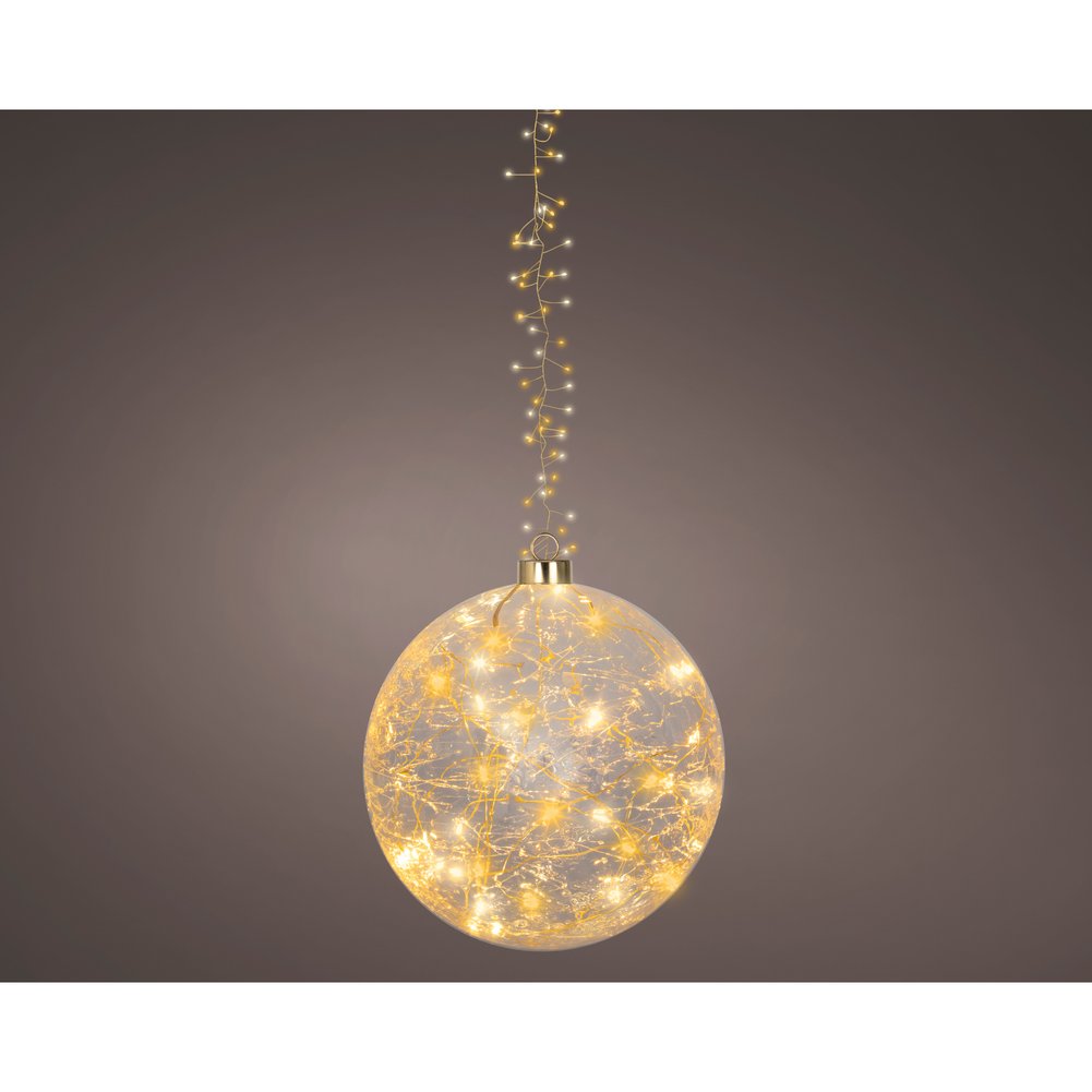 Sfera luminosa a batteria in vetro e rame effetto lampeggiante, 80 micro LED per interno, 19cm 3