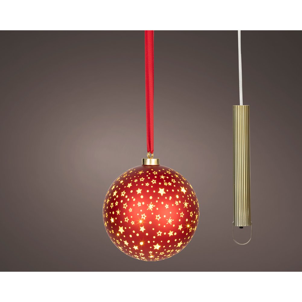 Sfera luminosa a batteria in vetro e rame rosso, 20 micro LED per interno, 19cm 3