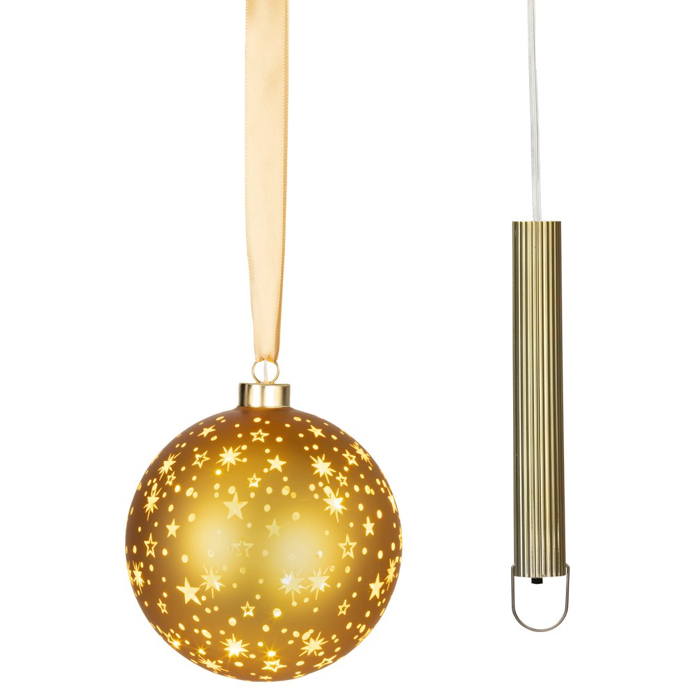 Sfera luminosa a batteria in vetro e rame oro 15 micro LED per interno, 14cm 2