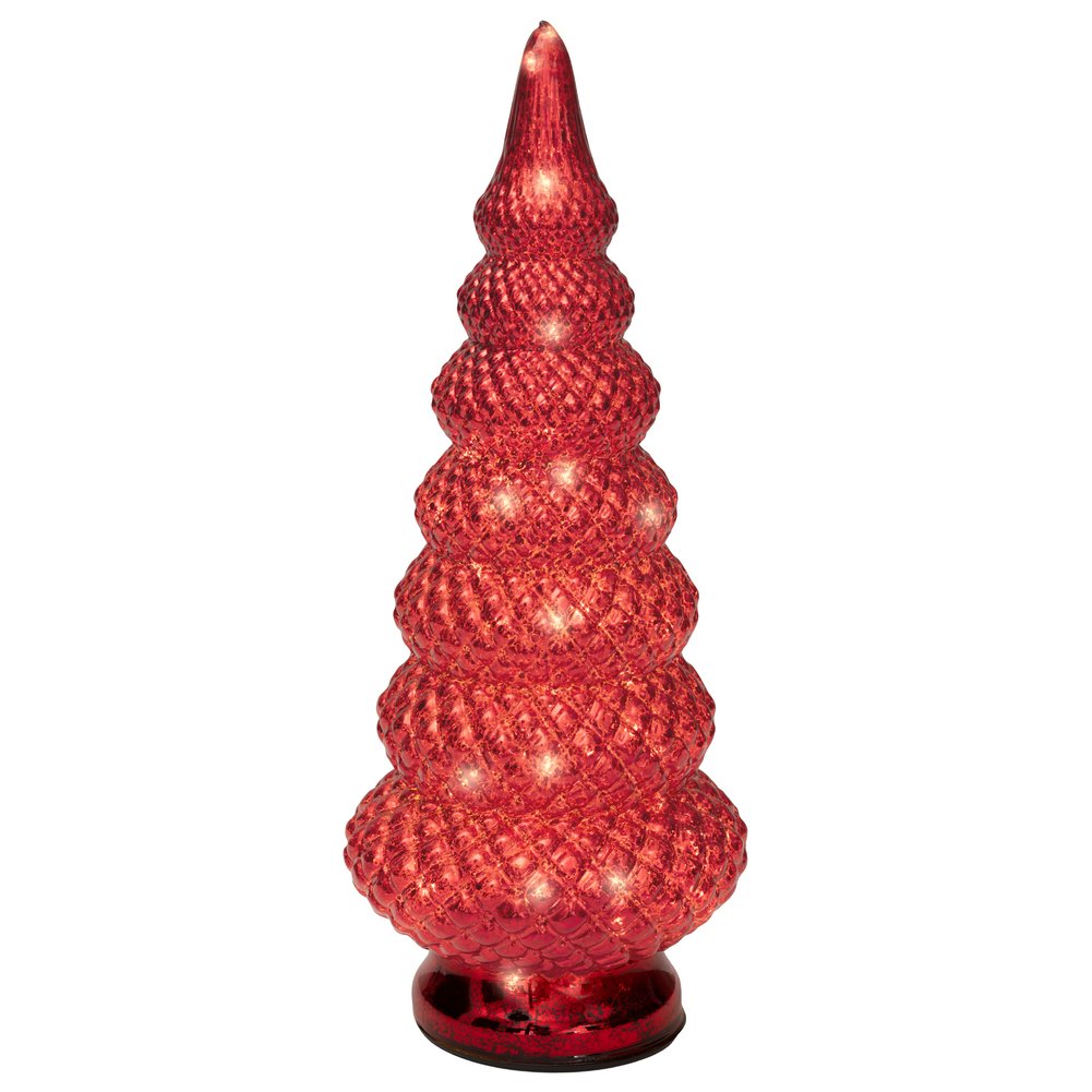 Alberello luminoso a batteria in vetro colore rosso, per interno, 36,5cm 2